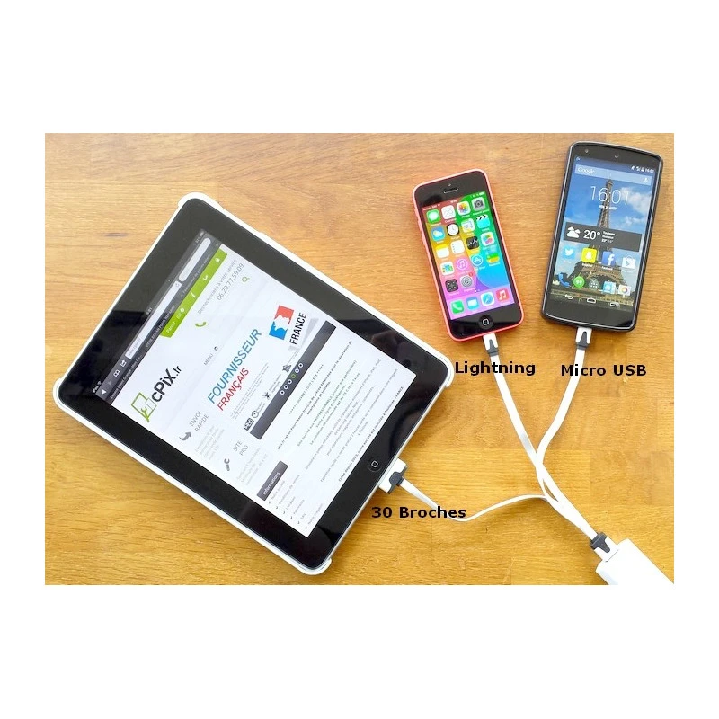 Câble USB 3 En 1 Lightning, Micro USB IPhone, IPad, Samsung 4 Câble USB 3 En 1 Lightning, Micro USB IPhone, IPad, Samsung - Image 2