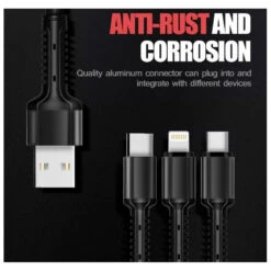 Câble USB 3 En 1 : Lightning, USB-C & Micro-USB -TechNest Store cable usb 3 en 1 lightning usb c micro usb 3