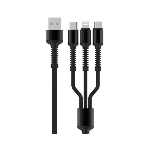 Câble USB 3 En 1 : Lightning, USB-C & Micro-USB