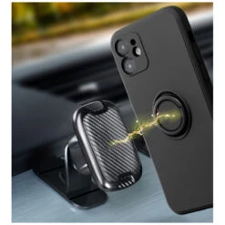 IPhone XR : Coque Silicone Renforcée Noire Avec Anneau Aimanté -TechNest Store coque silicone anneau iphone xr 4