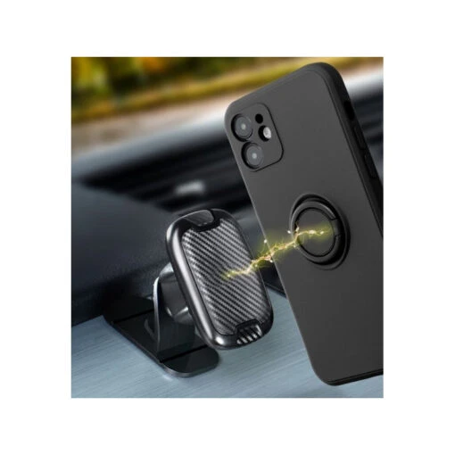 IPhone 7 / 8 / IPhone SE (2e Gén / 3e Gén) : Coque Silicone Renforcée Noire Avec Anneau Aimanté - Image 5