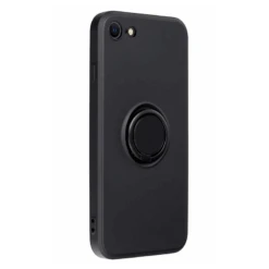 IPhone 7 / 8 / IPhone SE (2e Gén / 3e Gén) : Coque Silicone Renforcée Noire Avec Anneau Aimanté