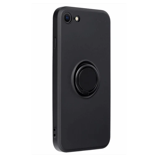 IPhone 7 / 8 / IPhone SE (2e Gén / 3e Gén) : Coque Silicone Renforcée Noire Avec Anneau Aimanté
