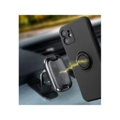 IPhone 14 Plus : Coque Silicone Renforcée Noire Avec Anneau Aimanté -TechNest Store coque silicone renforcee iphone 14 plus 6
