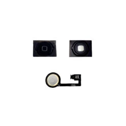 IPhone 4S : Lot Bouton Home Noir + Spacer Adhésif + Nappe Home - Pièce Détachée