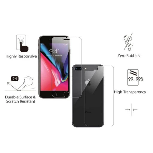 IPhone 8 Plus : Verre Trempé Avant + Arrière De Protection - Image 2